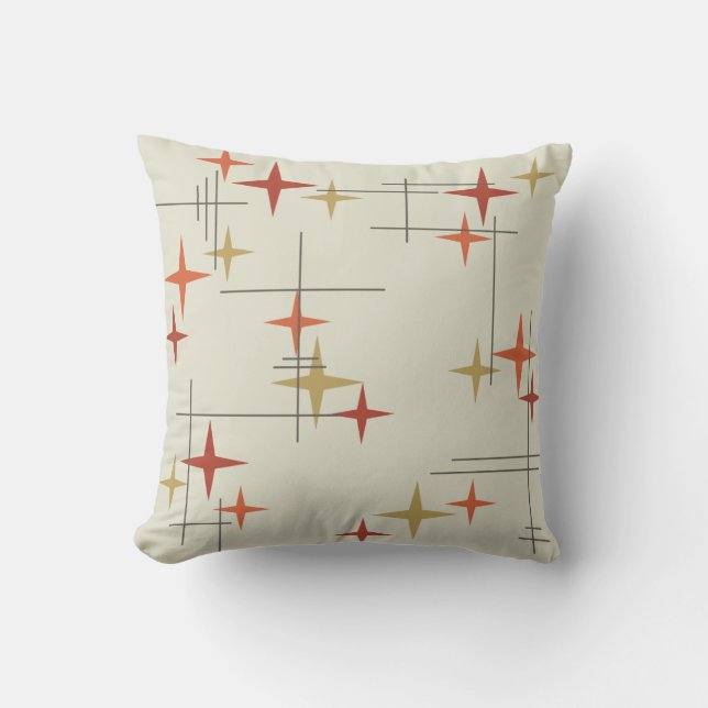 Coussin Étoiles Modernes du Milieu du Siècle (Recto)