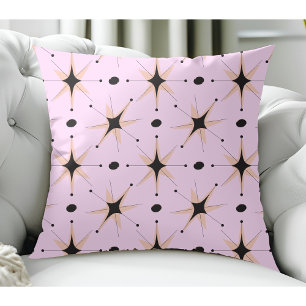 Coussin Étoiles Modernes Du Milieu Du Siècle Rétro Rose Cl