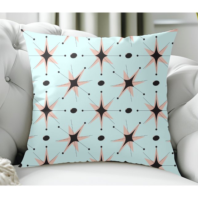 Coussin Étoiles Modernes Du Milieu Du Siècle Rétro Vert Me (Créateur téléchargé)