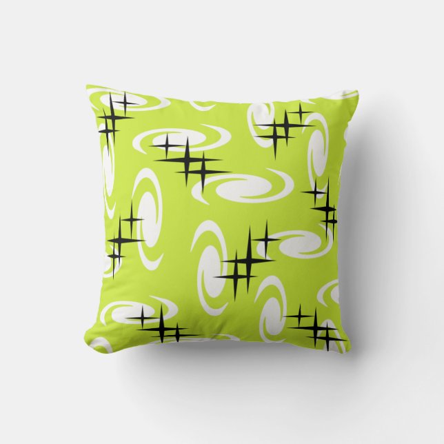 Coussin Étoiles Motif Chartreuse rétro à l'âge atomique (Recto)