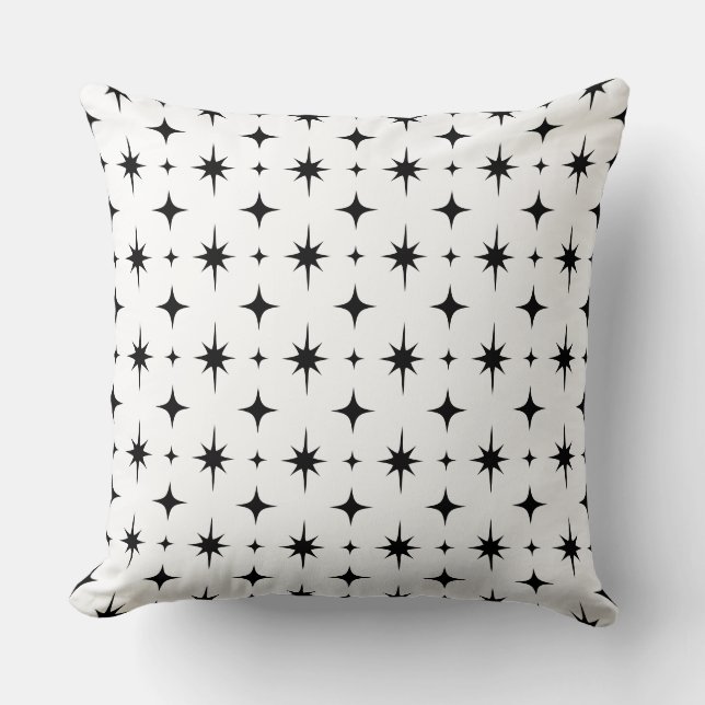 Coussin Étoiles noires et blanches Motif géométrique abstr (Recto)