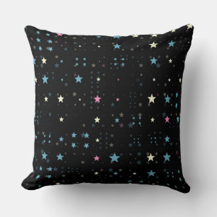 Coussin étoiles noires, roses, bleues et blanches