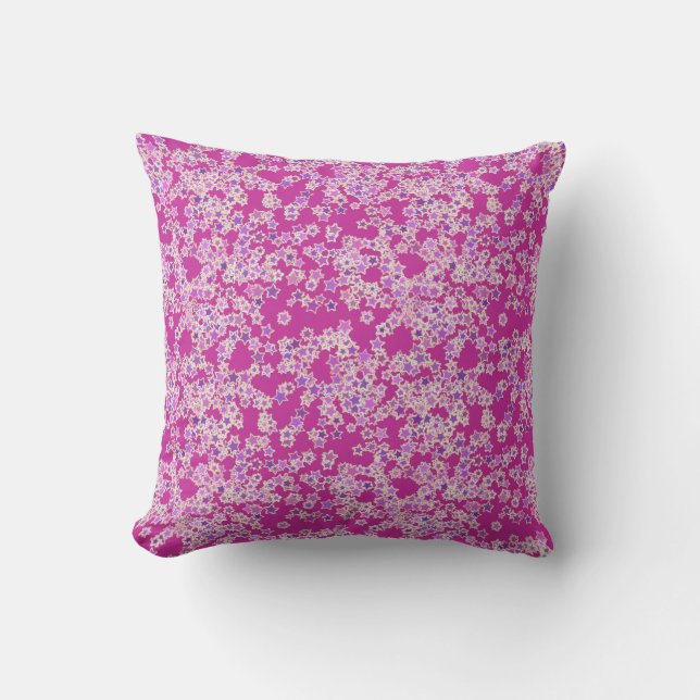 Coussin Étoiles, nuances lilas contre magenta (Recto)