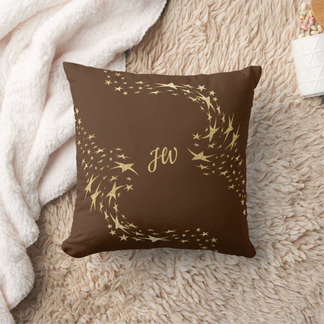 Coussin Étoiles or tendance Monogrammed Jeu d'oreiller (Couverture)