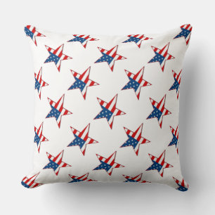 Coussin Étoiles Patriotiques Rouge Blanc & Bleu Jeter Orei