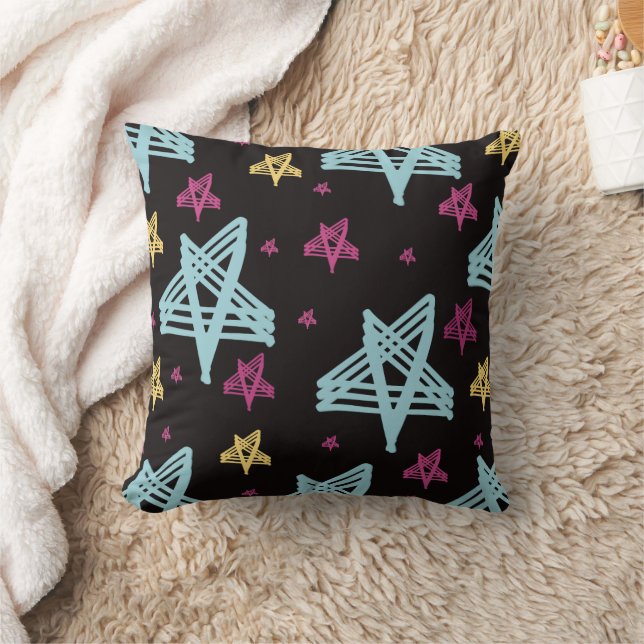 Coussin Étoiles qui se balancent Rose Bleu Noir  (Couverture)