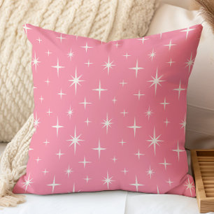 Coussin Étoiles roses milieu du siècle moderne éclatement