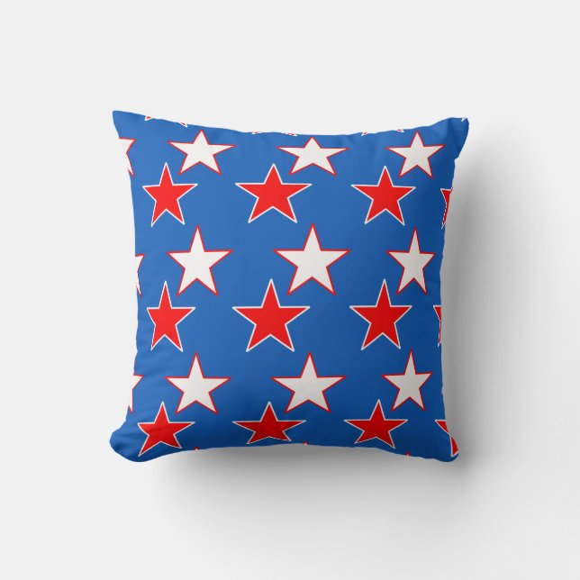 Coussin Étoiles rouges et blanches patriotiques Jeter l'or (Recto)