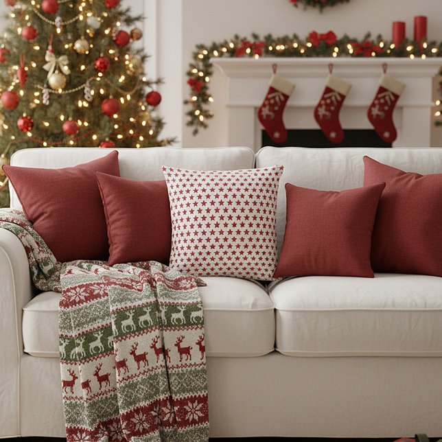 Coussin Étoiles scintillantes rouges  (Créateur téléchargé)