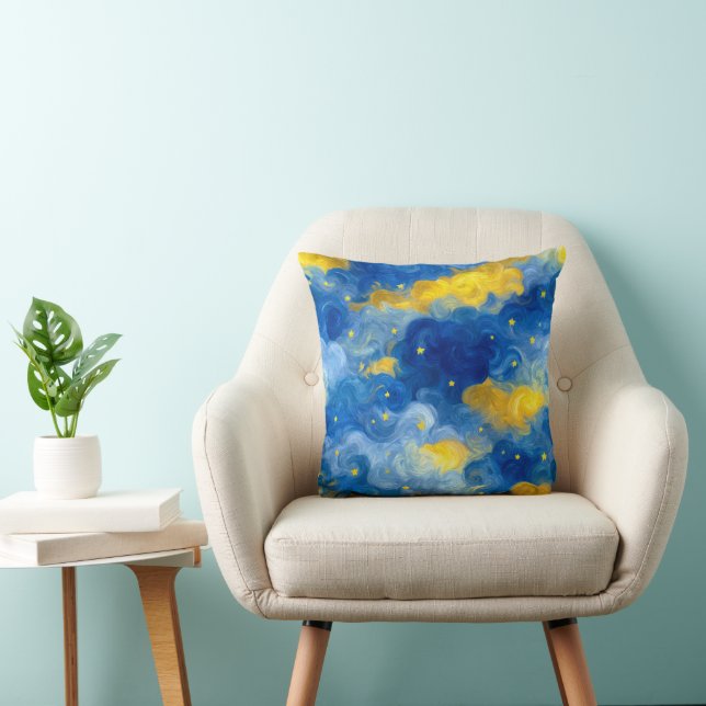 Coussin étoiles tourbillonnantes et ciel abstrait (Chaise)