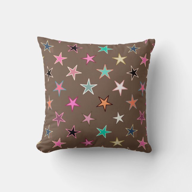 Coussin Etoiles Twinkings, Taupe Tan & multi Pastels (Recto)
