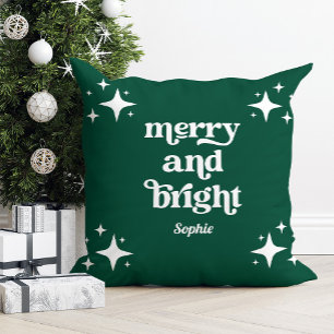 Coussin Étoiles vertes et rétro Joyeux Noël
