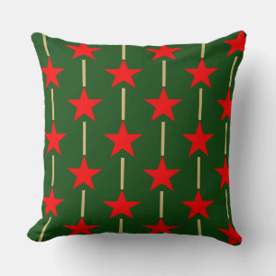 Coussin Étoiles Vertes Et Rouges