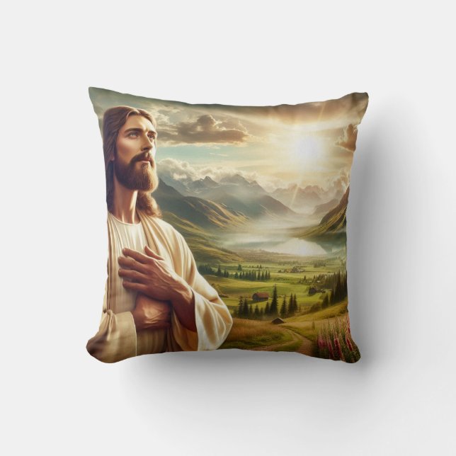 Coussin Étonnant Jésus Christ peinture numérique (Recto)