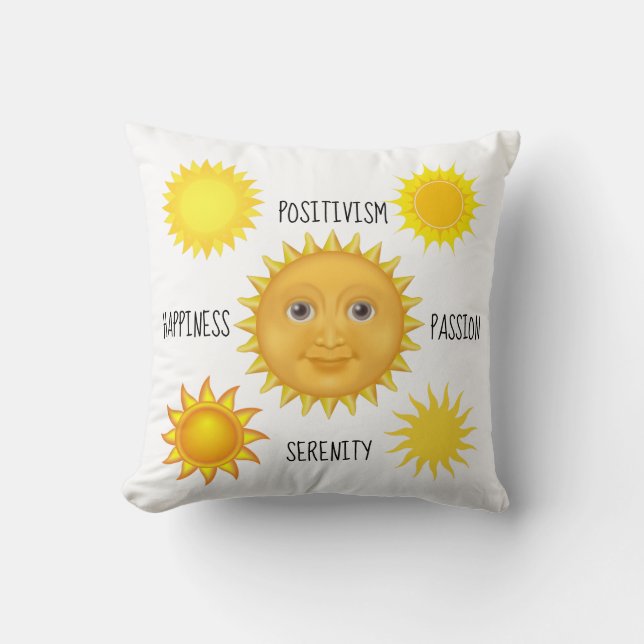 Coussin Étonnant Joyeux Soleil Faisant Face Jaune brillant (Recto)