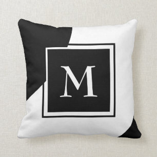 Coussin Étonnant Monogramme décoratif noir et blanc