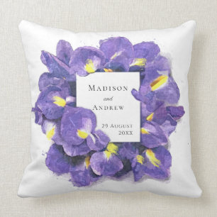 Coussin Etonnant Purple Irises Aquarelle Floral Merci