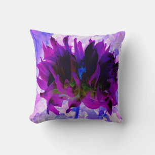 Coussin Étonnant violet et noir cactus Dahlia