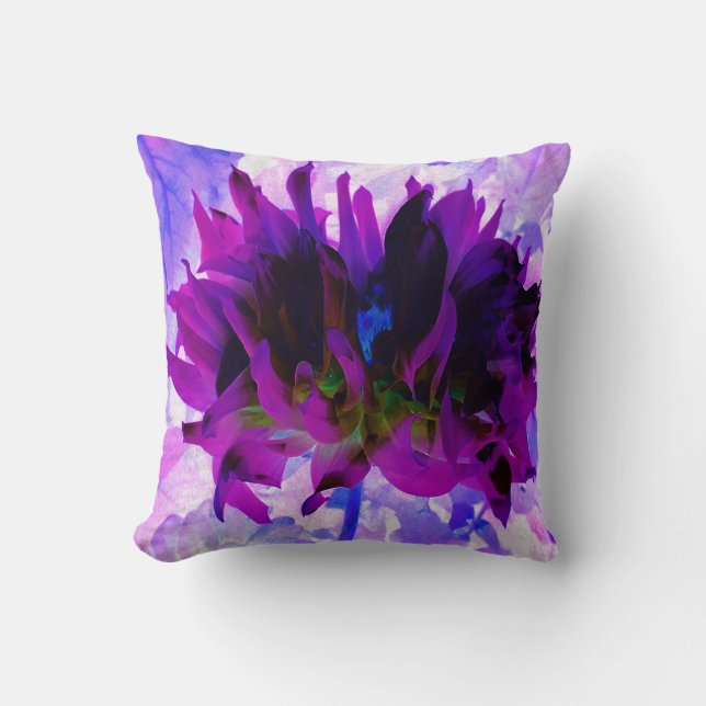 Coussin Étonnant violet et noir cactus Dahlia (Recto)