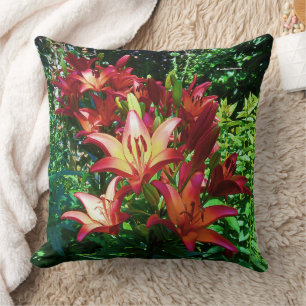 Coussin Étonnante Lys Asiatiques Rouge Orange