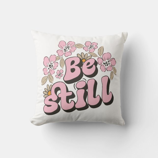 Coussin Etre toujours Écriture dans les fleurs rétro et le (Recto)