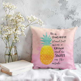 Coussin Être un ananas Inspirationnel Aquarelle Typographi