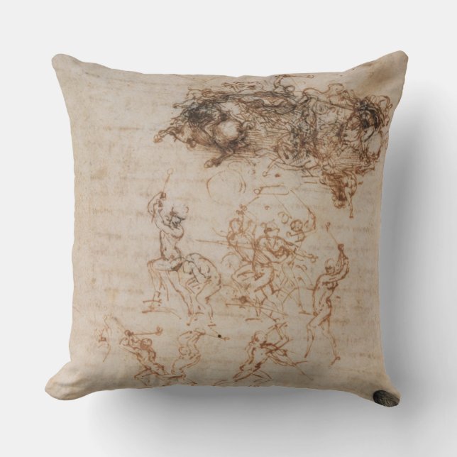Coussin Étude des cavaliers dans le combat et des soldats (Recto)