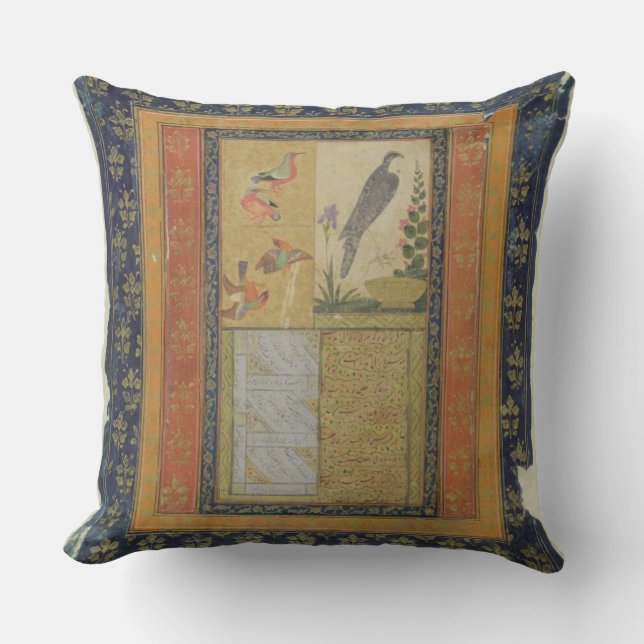 Coussin Étude d'oiseau et calligraphie, Golconda, Andhra (Recto)