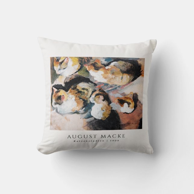 Coussin Étude d'un chat | Katzenstudien (1909) août Macke (Recto)