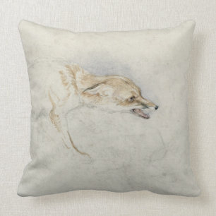 Coussin Étude d'un Fox de acroupissement, faisant face au