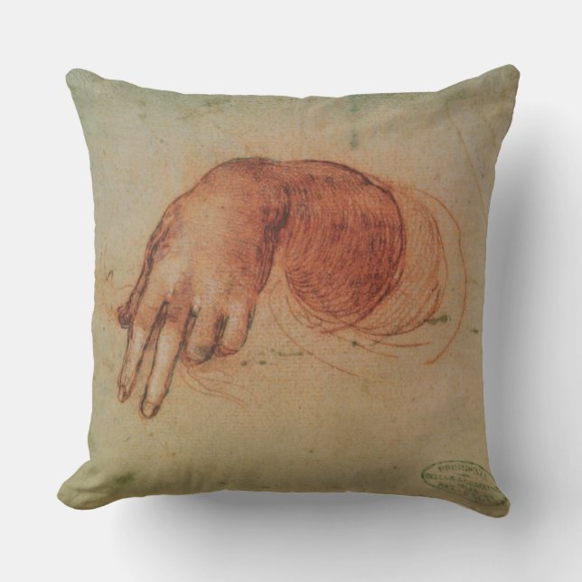 Coussin Étude d'une main (craie rouge sur le papier) (Recto)