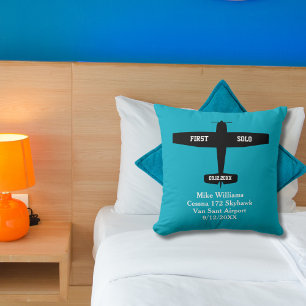 Coussin Étudiant pilote Premier avion solo Nom personnalis