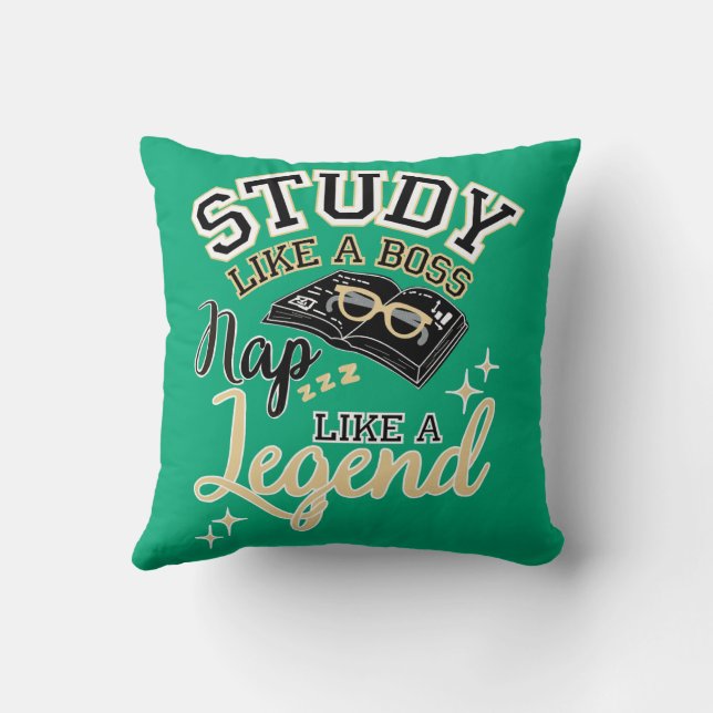 Coussin Étudiez comme un patron, faites une sieste comme u (Verso)