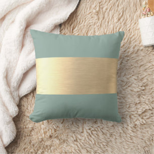 Coussin Eucalyptus Bleu Or Feuille Rustique Faux