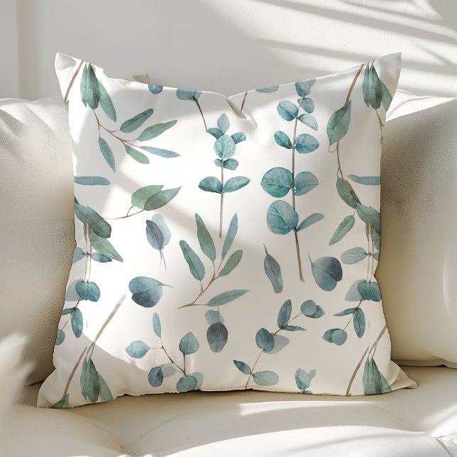 Coussin Eucalyptus Floral Végétal Chic Moderne (Créateur téléchargé)