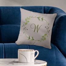 Éucalyptus vert et feuille Monogramme de la couron