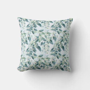 Coussin Eucalyptus Vert Sage Doux Aquarelle