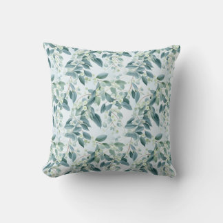 Coussin Eucalyptus Vert Sage Doux Aquarelle