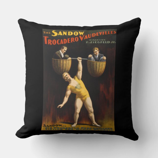 Coussin Eugen Sandow L'Haltérophile Vaudeville de Sandow (Recto)
