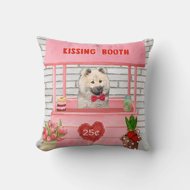Coussin Eurasier Chien Valentine's Day Kissing Booth (Recto)