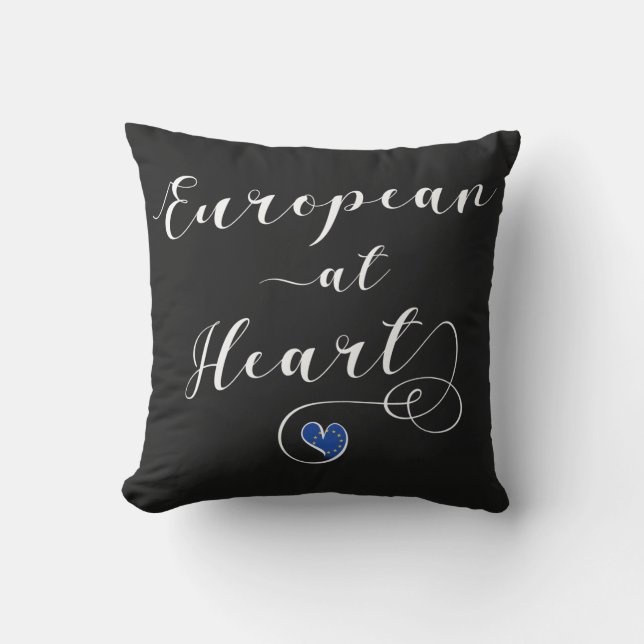 Coussin Européen au coeur, Europe, Europhile (Recto)