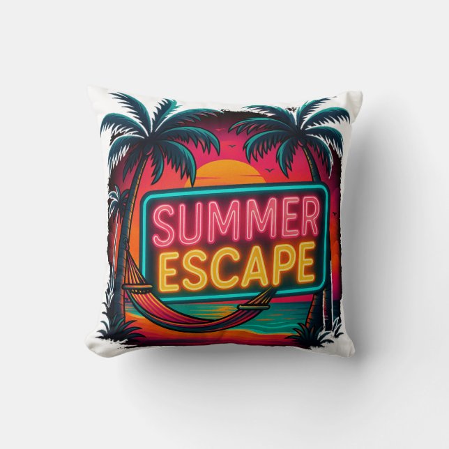Coussin Évasion estivale sans fin - Aventure Sunset Rétro (Recto)