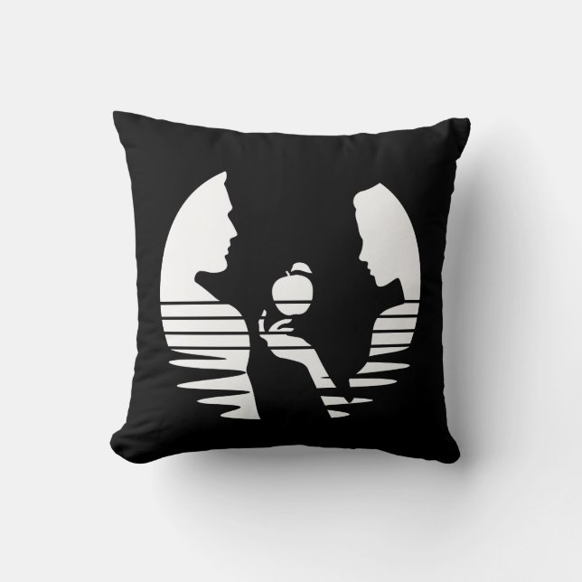 Coussin Eve Met Une Pomme À Adam, Version Blanche 2/3 (Recto)