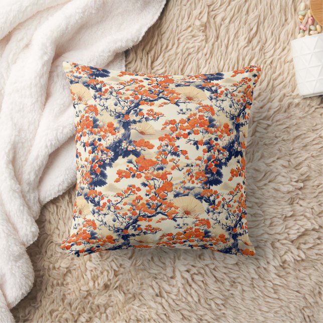 Coussin Éventail à motif de fleurs de cerisier japonais (2 (Couverture)