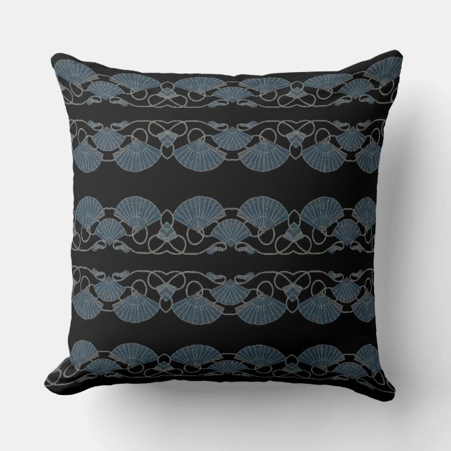 Coussin Éventail Bleu Élégant (Recto)