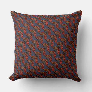 Coussin Éventails antiques japonais rouges à motif élégant