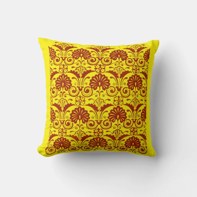 Coussin éventails jaunes et impression de frondes (Recto)