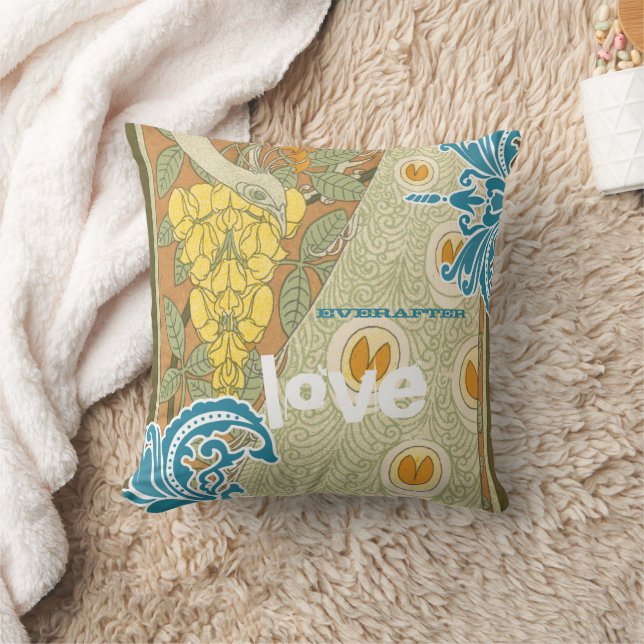 Coussin Everafter Bride Turquoise & Tangerine Peacock Bird (Couverture)