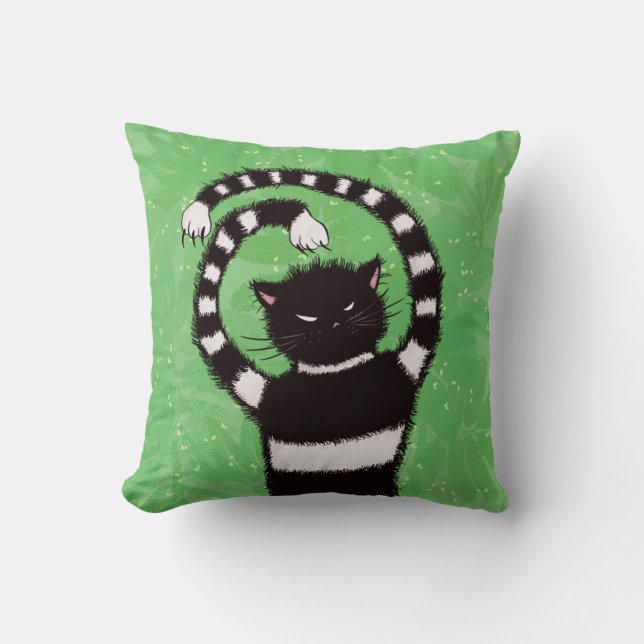 Coussin Evil Kitty Dans Printemps Vert Avec Amoureux des c (Recto)