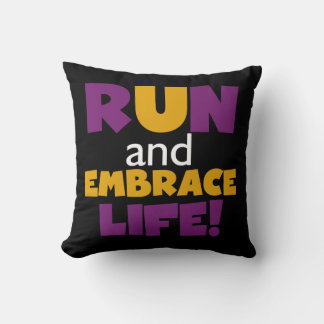 Coussin Exécuter Embrasser la vie violet jaune